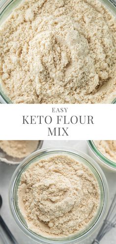 the ingredients for keto flour in glass bowls