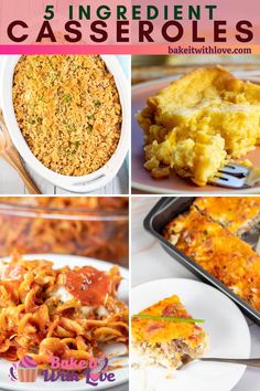 six different casseroles with text overlay