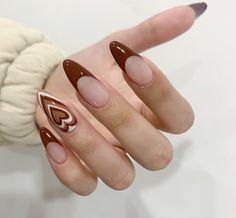 Earth Nails, Mexican Nails, Brown Acrylic Nails, Bling Acrylic Nails