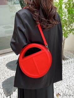 BirdinBag - Stylish Round Pressure Mark Handbag: Perfect Crossbody Shoulder Bag for Personalized Charm Red Handheld School Bag, Modern Handheld Bag With Adjustable Strap, Red Large Capacity Baguette Shoulder Bag, Red Baguette Bag With Large Capacity For Daily Use, Red Bucket Bag With Large Capacity And Top Handle, Large Capacity Red Baguette Shoulder Bag, Red Baguette Bag With Large Capacity, Large Capacity Red Rectangular Baguette Bag, Trendy Red Bag With Large Capacity