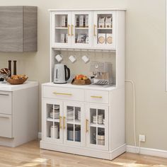 Introducing our premium 71" kitchen hutch storage cabinet, the epitome of kitchen organization. Crafted with precision, this tall pantry cabinet features acrylic glass doors that add elegance while keeping your essentials on display. With ample shelves behind these doors, it's perfect for storing kitchenware and ingredients. Designed with enough room for some large kitchen appliances, you can place your microwave, toaster oven, or coffee maker, and still have ample room for storage. The drawers Cabinet With Microwave, Food Pantry Cabinet, Kitchen Hutch Cabinet, Pantry Drawers, Tall Kitchen, Hutch Cabinet, Microwave Stand, Kitchen Hutch, Pantry Storage Cabinet