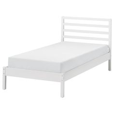 TARVA bed frame, white stained, Twin - IKEA Ikea Bed Single, Tarva Bed Frame, White Single Bed Frame, Tarva Bed, Ikea Bed Frame, Ikea Tarva, Bed Frame White, Bed Single, Kids Flooring