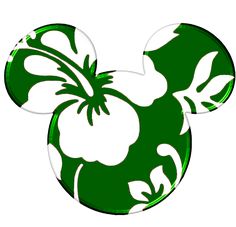 a green and white mickey mouse head with flowers on it