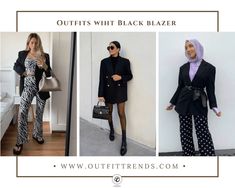 Black Blazer Outfits for Women-24 Ways to Style Black Blazers Vest Blazer Outfits For Women, Dress With Black Blazer, Plaid Blazer Outfit, Black Blazer Style, Blazer Dress Outfits, Business Casual Jeans, Office Wear Dresses, Black Blazer Outfit