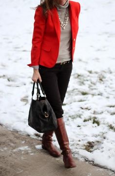 Red blazer Mode Tips, Blazer Outfits, Casual Winter Outfits, Work Attire, Red Jacket