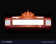 a theater marquee sign with lights on the sides and a bow at the top