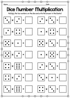 Dice Math Worksheets Dice Addition, Multiplication Games Free, Math Worksheets For Kids, Game Worksheet, Printable Multiplication Worksheets, Learning Motivation, Touch Math, Math Addition Worksheets