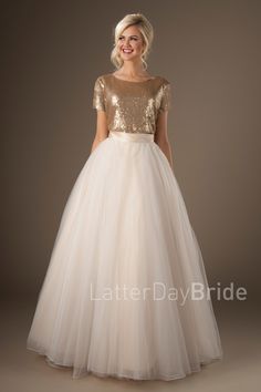 Whimsy Style, Tulle Skirt Women, Wedding Dresses Modest, Mormon Wedding, Gold Wedding Gowns, Downtown Salt Lake City, Modest Bridal Gowns, Modest Bridal