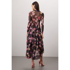 Black floral chiffon (95% Polyester, 5% Elastane). A-line. Long sleeves. Mock neck. Pull on. 46" from shoulder to hemline. Imported. Rent The Runway, Closet Designs, Ted Baker London, Floral Chiffon, High Low Hem, Black Floral, Ted Baker, Mock Neck, Sneakers Fashion