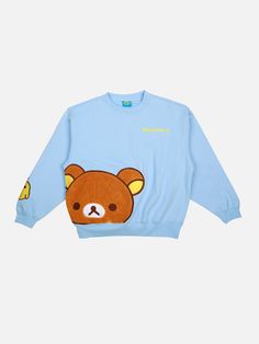 Long sleeve, ribbed crew neck sweatshirt Embroidered logo on the front Embroidered chenille patch with satin stitching Embroidered Kiiroitori on the sleeve 100% cotton Imported Officially licensed Rilakkuma merchandise The male model is wearing a large sweatshirt.The female model is wearing a small sweatshirt. Long Sleeve Sweatshirt With Embroidered Patch For Streetwear, Streetwear Long Sleeve Tops With Embroidered Patch, Long Sleeve Tops With Embroidered Patch For Winter, Winter Long Sleeve Tops With Embroidered Patch, Embroidered Long Sleeve Winter Tops, Winter Crew Neck Sweatshirt With Embroidered Patch, Winter Embroidered Patch Crew Neck Sweatshirt, Crew Neck Tops With Embroidered Patch For Streetwear, Chenille Patch