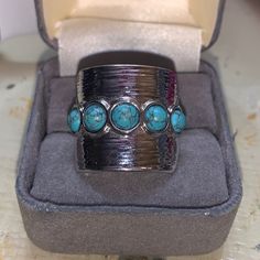 All Orders Ship Next Business Day! (Note: I Work A Full Time Job, So It Could Be Delayed By A Day At The Least) Beautiful Lia Sophia Turquoise Ring Conditions: Like New, Never Worn. Stored Away. The Color Is Turquoise & Chrome Silver. Size 8 Real Turquoise. Band Metal Is Unknown, But Passes The Magnet Test. Perfect For Any Accent Piece Of An Outfit! Lia Sophia Branded Pictured! Msrp: 68$- Blue Bohemian Rings For The Beach, Blue Bohemian Rings For Beach, Bohemian Blue Rings For Beach, Bohemian Blue Rings For Summer, Handmade Blue Ring For Summer, Trendy Turquoise Ring Jewelry, Trendy Turquoise Ring, Bohemian Adjustable Turquoise Ring For Summer, Trendy Handmade Blue Ring