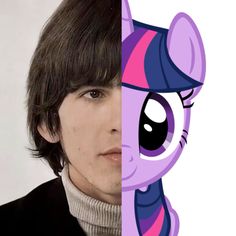 an image of a man with long hair and a pony on his face in the same photo