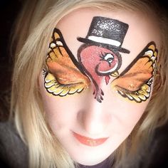 Happy Thanksgiving! If anybody needs a turkey painted on your face, I'm your… Festive Holiday Makeup, Rain Deer, Turkey Costume, Professional Face Paint, Girl Face Painting, Turkey Face