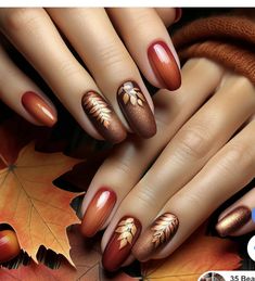 Nokti Za Jesen, Feather Nails, Pedicure Nail Designs, Chrome Nails Designs, Fall Nail Trends, Fall Gel Nails, French Manicure Nails, Fall Nail Art Designs, Diy Acrylic Nails