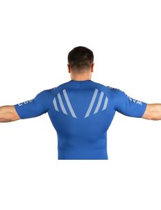 Warm Body Cold Mind Men's Compression T-Shirt X3 – Warm Body Cold Mind TM Blue Short Sleeve Training T-shirt, Technical Blue Short Sleeve T-shirt, Blue Technical Short Sleeve T-shirt, Blue Fitted T-shirt For Training, Fitted Blue T-shirt For Training, Functional Fitted Blue T-shirt, Blue Compression Short Sleeve Top, Mens Compression Pants, Compression Top