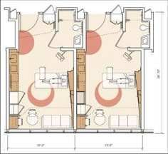 the floor plan for an apartment with two beds and one bathtub, is shown