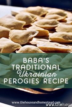 baba's traditional ukraine peogies recipe on a plate with text overlay