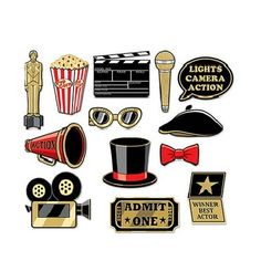 an assortment of movie related stickers