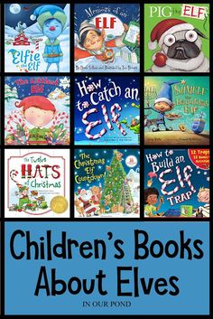 children's books about elves in blue and green with the title, children's books about elves