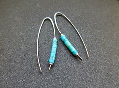 Hypoallergenic turquoise earrings. niobium jewelry for | Etsy Minimalist Turquoise Wire Wrapped Earrings, Leather Beaded Jewelry, Diy Wire Earrings, Nickel Free Jewelry, Jewelry Making Earrings, Hammered Earrings, Nickel Free Earrings, Free Earrings, Fashion Jewelry Earrings