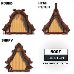 four different types of roof designs in minecraft with instructions to make them look like they are