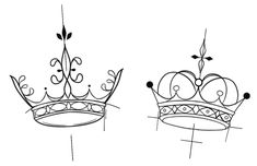 two crowns with different designs on them