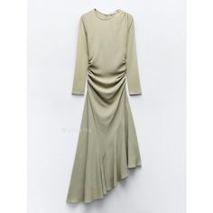 New With Tag Zara’s Bestseller Zara S/S 2024 Collection Round Neck Dress With Matching Semi-Sheer Fabric Long Sleeves. Ruching Detail At Sides. Asymmetric Hem. Back Hidden In-Seam Zip Closure. Khaki | 7484/055 Outer Shell Main Fabric 100% Polyester Secondary Fabric 95% Polyester 5% Elastane Which Has At Least: Outer Shell Main Fabric 100% Rcs-Certified Recycled Polyester Secondary Fabric 95% Rcs-Certified Recycled Polyester Asymmetrical Ruched Midi Dress For Fall, Ruched Asymmetrical Dresses For Fall, Asymmetrical Ruched Dresses For Fall, Chic Viscose Dress With Asymmetrical Hem, Casual Draped Midi Dress For Spring, Green Midi Dress With Asymmetrical Hem For Fall, Asymmetrical Ruched Midi Dress For Work, Chic Asymmetrical Hem Maxi Dress, Chic Viscose Midi Dress With Asymmetrical Hem