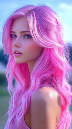 🎭✨ Perfect the Ultra-Chic Textured Waves Pink Hair Ideas: Natural Highlights | Graceful Highlights Subtle, Pink Hair Ideas, Curly Hair Model, Blue And Pink Hair, Mint Green Hair, Pink Hair Color Ideas, Hair Color Plum, Pink Blonde, Pink Hair Color