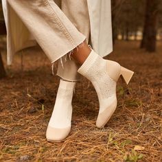 Melissa Square-toe Heeled Boots in Cream Ivory-Sustainable and Stylish | VIVAIA Cream Block Heel Boots, Womens Square Toe Boots, Square Toe Boots, Square Toe Heels, Toe Boots, Environmental Protection, Retro Inspired, Cleaning Clothes, Ankle Booties