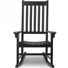 a black rocking chair on a white background