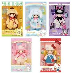 four little miss dolls are in their packaging