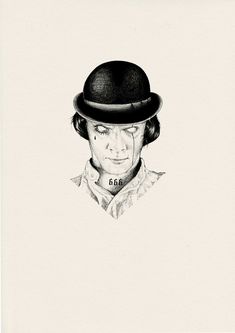 a black and white drawing of a person wearing a hat