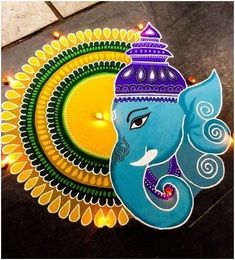 rangoli designs for diwaling on the occasion of ganeshi or deepava