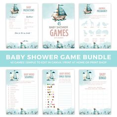 the baby shower game bundle includes games and instructions