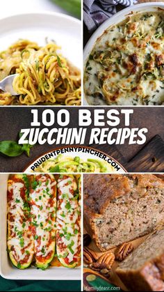 the top 10 best zucchini recipes in this postcard collage is featured