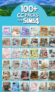 the poster shows different types of furniture and decor in various colors, sizes and shapes