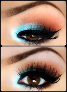 love the pop of color on the inside Blue Eye Makeup, Eye Make, Pretty Eyes, Love Makeup, Makeup For Brown Eyes, Pretty Makeup, All Things Beauty, Beautiful Makeup