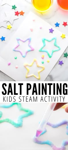 salt painting kids'steam activity is an easy and fun way to learn how to paint