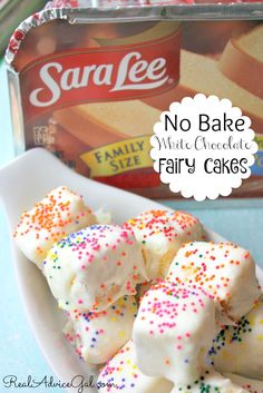 no bake white chocolate fairy cakes with sprinkles