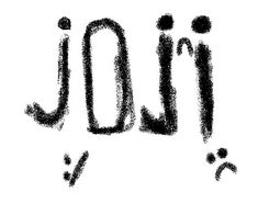 the word jol written in black ink on a white background with drops of paint