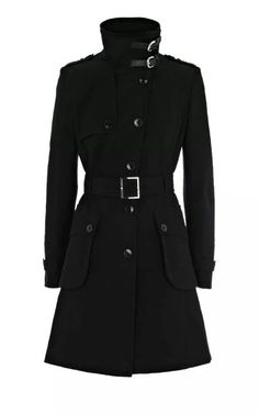 Karen Millen Dress, Women's Coats And Jackets, Cotton Coat, Drawing Clothes, Coat Black, Coats And Jackets, Edgy Outfits, Karen Millen, Women's Coats & Jackets