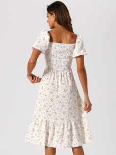 Shop Allegra K for floral puff short sleeve a-line casual midi dress you are looking for, get more women's dresses for yourelf. Order now! Free Returns! Casual Midi Dress, Midi Dress White, Midi Dress Casual, Dress White, Women's Dresses, Order Now, A Line, Midi Dress, Womens Dresses