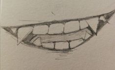 a pencil drawing of a smile with teeth