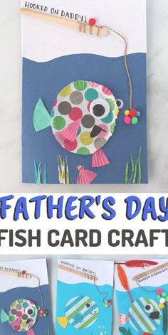 father's day fish card craft for kids to make with paper and construction materials