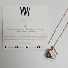 Gorgeous Dog Tag Faith Necklace From Women's Warriors. This Item Is Rose Gold And The Chain Length Is 18 Inches. Faith Based Gifts, Women Warriors, Faith Necklace, The Chain, Jewelry Women, Faith Based, Dog Tag, Chain Lengths, Chain Length