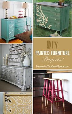 I think I'll paint my stools like those ones, but in charcoal and silver... Diy Painted Furniture, Painting Furniture Diy, Refurbished Furniture, Paint Furniture, Redo Furniture, Projects Ideas, Upcycled Furniture, Refinishing Furniture