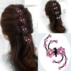 Dutch Braid Bun, Snowflake Hair, Braid Bun, Bridal Hair Buns, Crystal Hair Accessories, Indian Wedding Hairstyles, Crystal Hair Clips, Rhinestone Hair Clip