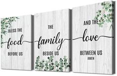 three canvases with the words, the good family and the love before us between us men