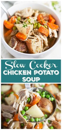 slow cooker chicken potato soup with peas and carrots