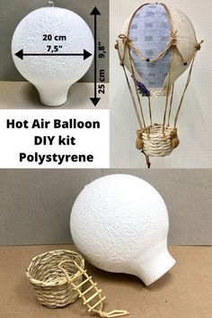 hot air balloon diy kit polystyrene with instructions to make it in the shape of a ballon